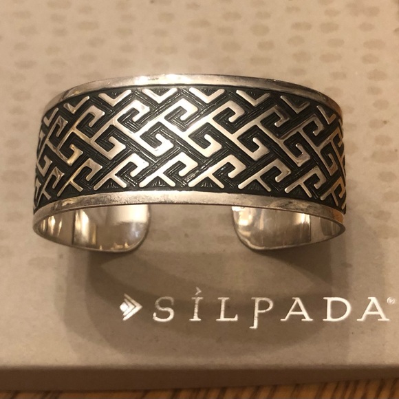 Rare Vintage Silpada Sterling Silver Aztec Design Cuff Bracelet B1165 - Picture 16 of 16
